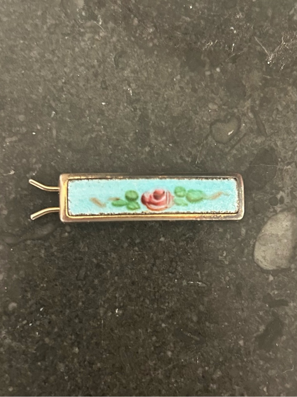 Antique Vintage Enamel Flower Floral Hair Pin Barrette Retro Boho Bohemian